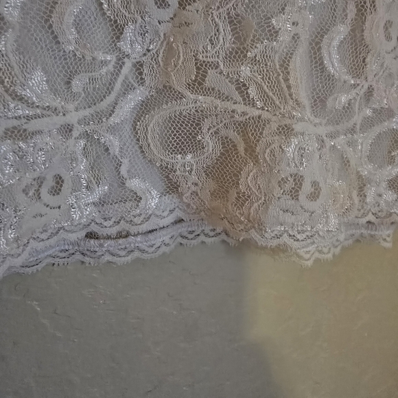 Zena Jeans Vintage Cream Floral Lace Bow Front Top Long Sleeve Small Y2K - Picture 12 of 12